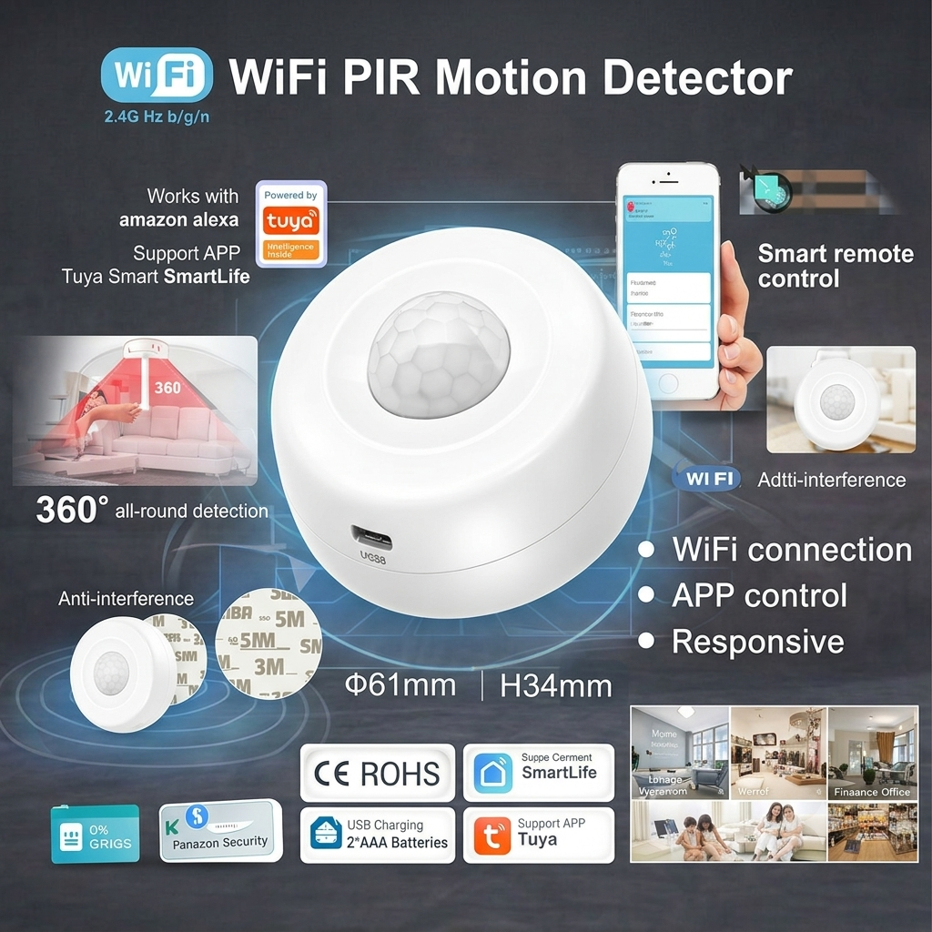 Smart Wi-fi 360 Degree PIR Human Body Sensor