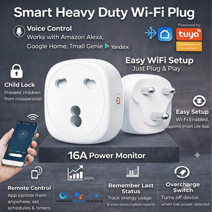Smart Wi-fi Heavy Duty 3 Pin Power Plug 16A
