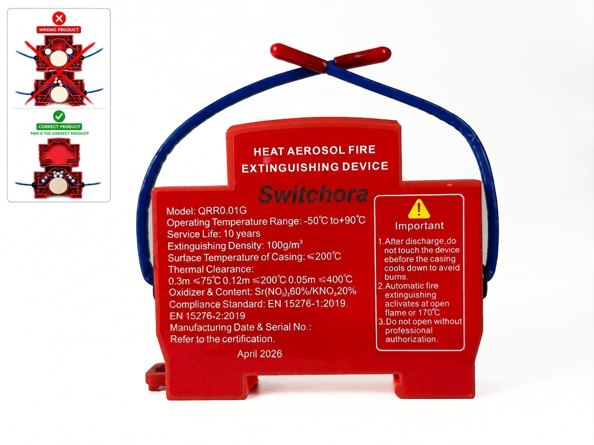 Switchora Automatic Aerosol Fire Extinguishing Device DIN Rail Mount for Electric Cabinet Power Distribution Box Fire Suppression System