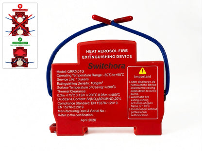Switchora Automatic Aerosol Fire Extinguishing Device DIN Rail Mount for Electric Cabinet Power Distribution Box Fire Suppression System