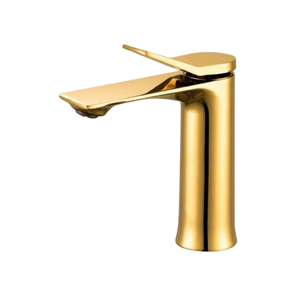 Stylish Wash Basin Faucet Shiny Gold in Stainless Steel | Hot and Cold Mixer | Easy to Install