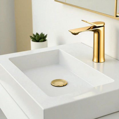 Stylish Wash Basin Faucet Shiny Gold in Stainless Steel | Hot and Cold Mixer | Easy to Install
