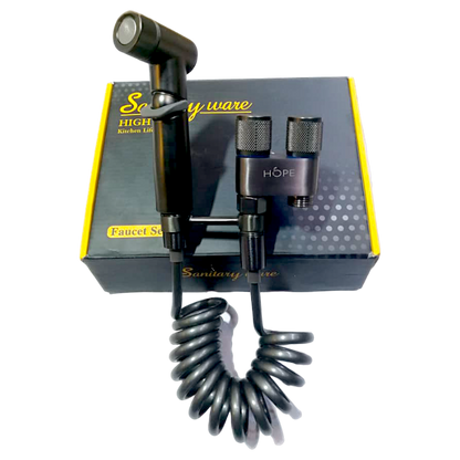 2 in 1 Double Heavy T-Cock Stainless Steel with Toilet Shower Set in ABS Plastic | Black, Chrome & Gun Grey