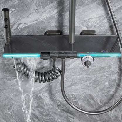Premium Piano LED Bathroom Shower Set with Basin Mixer