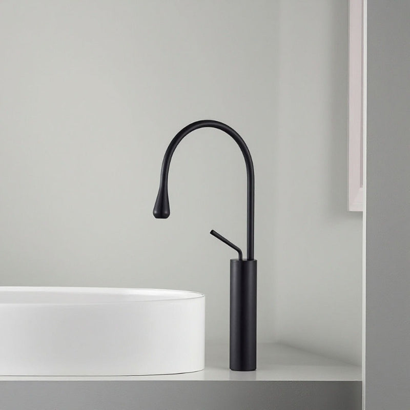 Premium Slim Neck Basin Mixer 17" inches in Matt Black | Stainless Steel | Hot and Cold Mixer