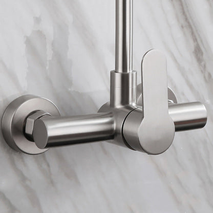 Premium 12" inches Kitchen Faucet in Stainless Steel | Brushed Nickle | Hot and Cold Mixer | Wall Mounted | 360° Moveable