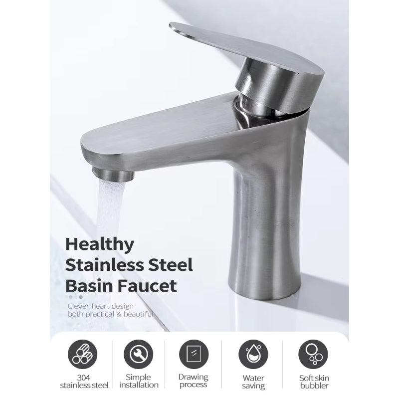 Basin Mixer in Stainless Steel | Hot & Cold Mixer | Easy Installation