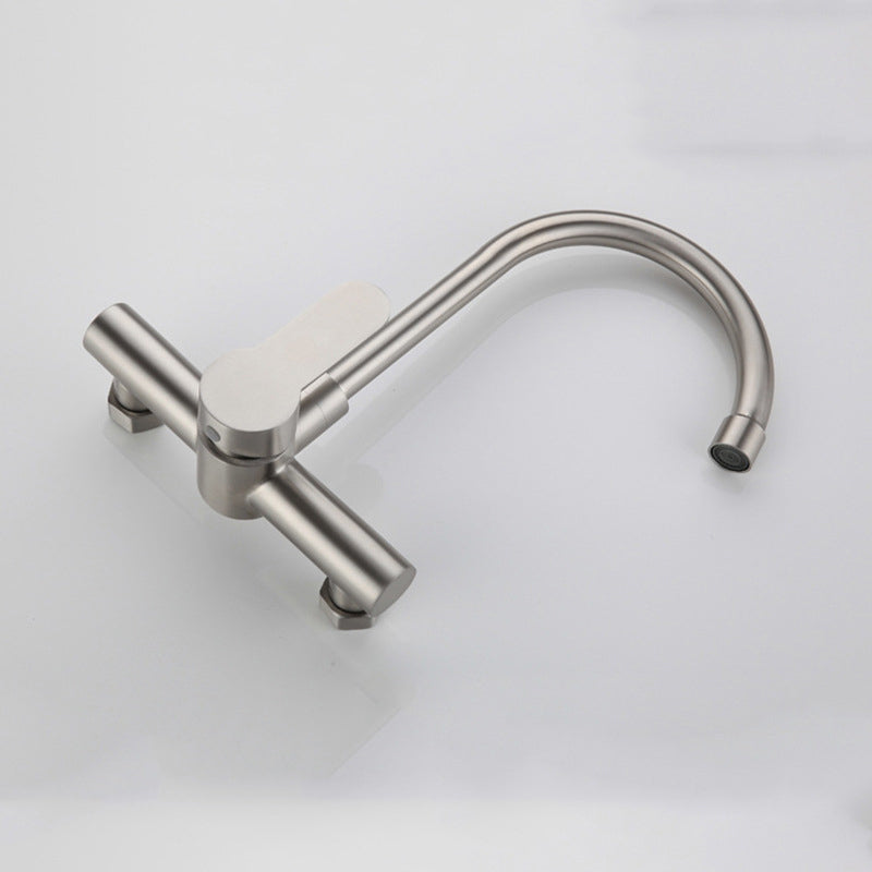 Premium 12" inches Kitchen Faucet in Stainless Steel | Brushed Nickle | Hot and Cold Mixer | Wall Mounted | 360° Moveable