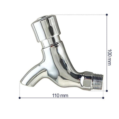 Auto Off Push Button Bibcock in Stainless Steel | Auto Off in 5 to 8 Seconds | Wall Mounted | for Bathrooms and Kitchens