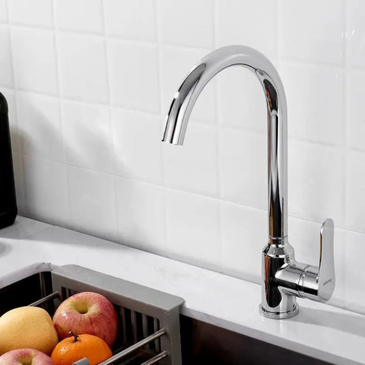 Round Neck PVC Kitchen Mixer in Shiny Chrome | Hot and Cold Mixer | Easy to Install
