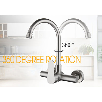 Premium 12" inches Kitchen Faucet in Stainless Steel | Brushed Nickle | Hot and Cold Mixer | Wall Mounted | 360° Moveable