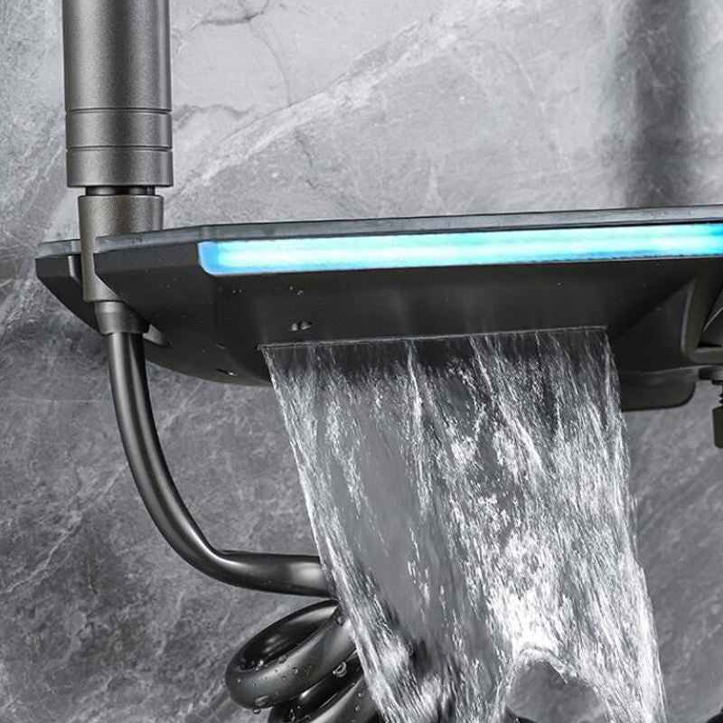 Premium Piano LED Bathroom Shower Set with Basin Mixer