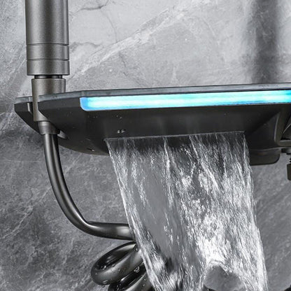 Premium Piano LED Bathroom Shower Set with Basin Mixer