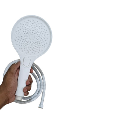 Premium Bath Shower Complete Set in White | 10" inch Shower + 1.5 Meter Pipe + Holder | Made in Durable ABS Plastic |  Multi Water Flow | High Water Pressure | Easy Installation