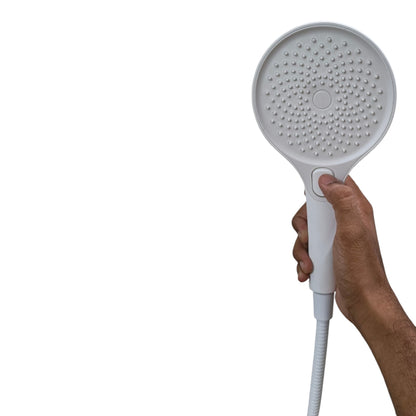 Premium Bath Shower Complete Set in White | 10" inch Shower + 1.5 Meter Pipe + Holder | Made in Durable ABS Plastic |  Multi Water Flow | High Water Pressure | Easy Installation