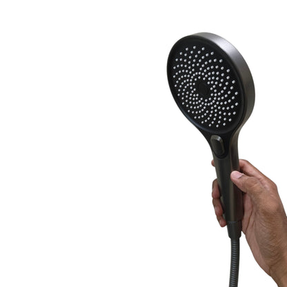 Premium Bath Shower Complete Set in Gun Metallic | 10" inch Shower + 1.5 Meter Pipe + Holder | Made in Durable ABS Plastic |  Multi Water Flow | High Water Pressure | Easy Installation