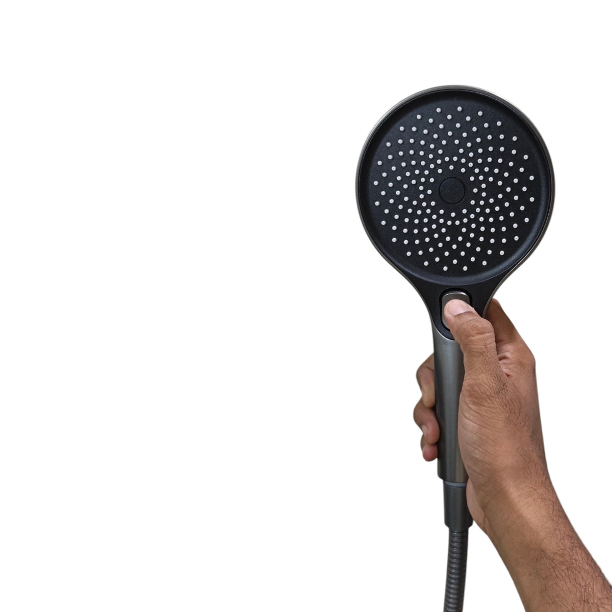 Premium Bath Shower Complete Set in Gun Metallic | 10" inch Shower + 1.5 Meter Pipe + Holder | Made in Durable ABS Plastic |  Multi Water Flow | High Water Pressure | Easy Installation