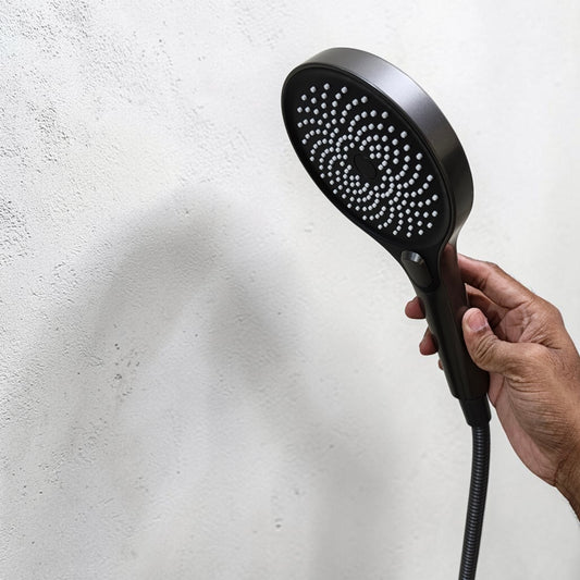 Premium Bath Shower Complete Set in Gun Metallic | 10" inch Shower + 1.5 Meter Pipe + Holder | Made in Durable ABS Plastic |  Multi Water Flow | High Water Pressure | Easy Installation
