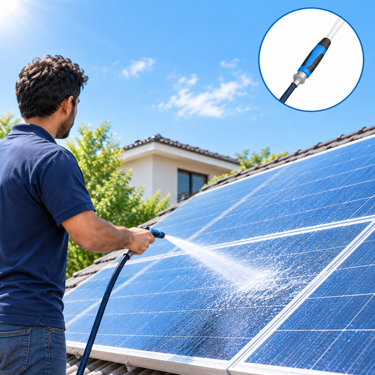 High Pressure Water Nozzel + 10 Meter Hose Pipe for Solar Panel Cleaning, Car Wash and More | ABS Plastic Nozzel with Nylon Braided High Quality Pipe