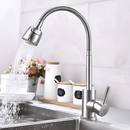 Premium Flexible Neck Kitchen Mixer in Stainless Steel | Hot and Cold Mixer | 360° Moveable