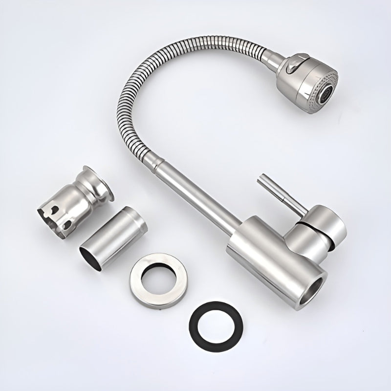 Premium Flexible Neck Kitchen Mixer in Stainless Steel | Hot and Cold Mixer | 360° Moveable