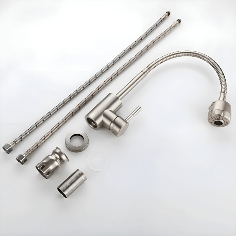 Premium Flexible Neck Kitchen Mixer in Stainless Steel | Hot and Cold Mixer | 360° Moveable