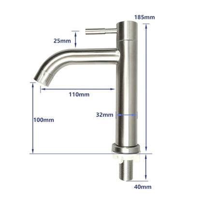 Top Pillar Cock in Stainless Steel for Kitchen and Bathrooms | Single Line