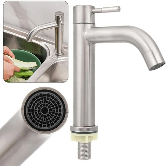 Top Pillar Cock in Stainless Steel for Kitchen and Bathrooms | Single Line