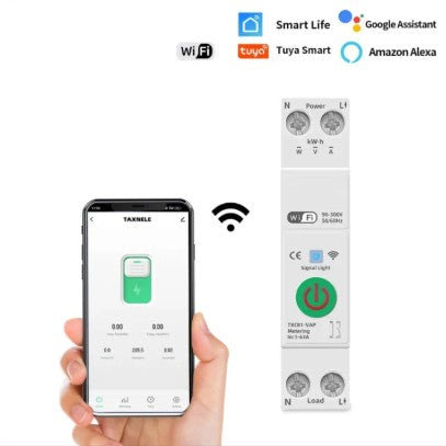 Switchora 1P+N WIFI Smart Switch Energy Meter KWh Metering Monitoring Circuit Breaker Timer Relay MCB TUYA Smart Life