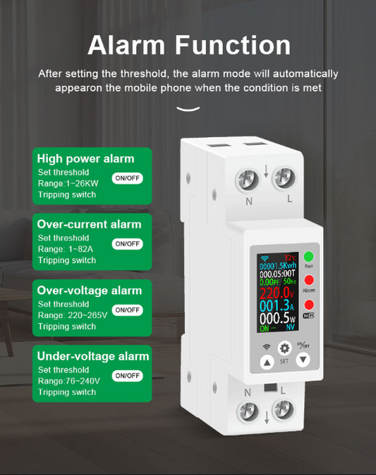 Switchora Smart WiFi Meter Rail 1P 63A – Unit Lock, Digital Display, Remote Control via Tuya