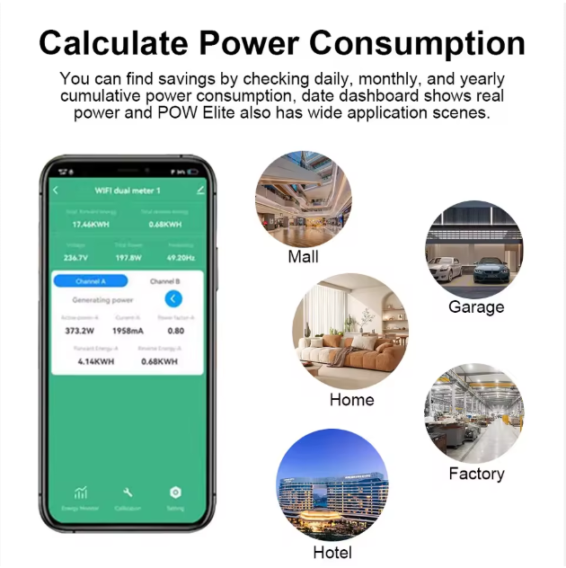 Smart Wi-fi Energy Meter Bidirectional 2 Channel Export and Import Power
