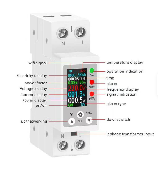 Switchora Smart WiFi Meter Rail 1P 63A – Unit Lock, Digital Display, Remote Control via Tuya