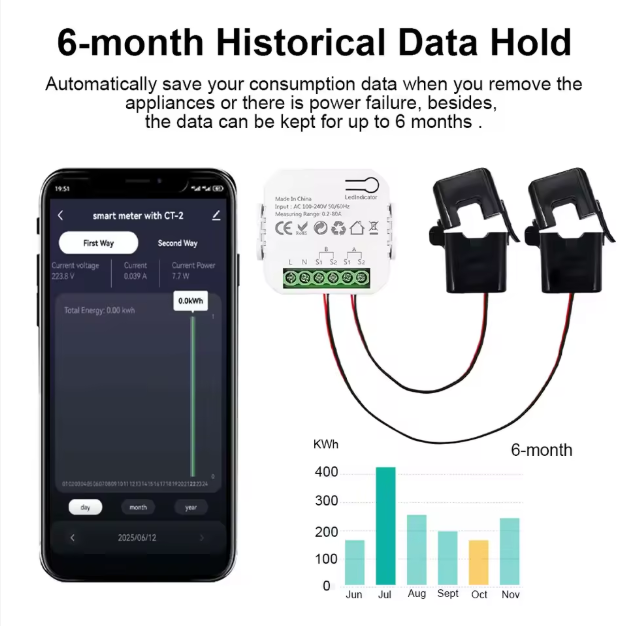 Smart Wi-fi Energy Meter Bidirectional 2 Channel Export and Import Power