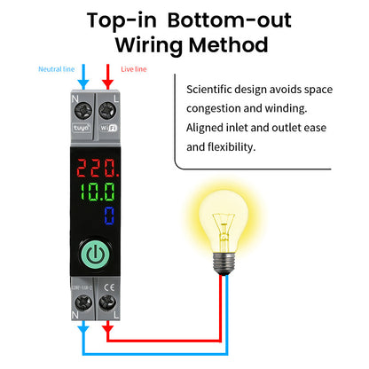 Switchora Smart WiFi Meter Rail 1P 63A – Unit Lock, Digital Screen, Energy Monitor, Tuya App