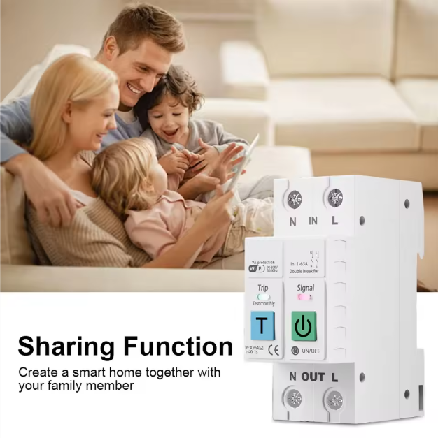 Switchora Smart WiFi Circuit Breaker 2P 63A – Leakage Protection, Energy Meter, Tuya Smart Life