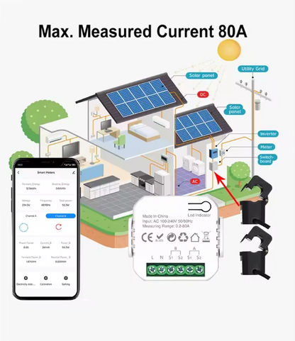 Smart Wi-fi Energy Meter Bidirectional 1 Channel Export and Import Power