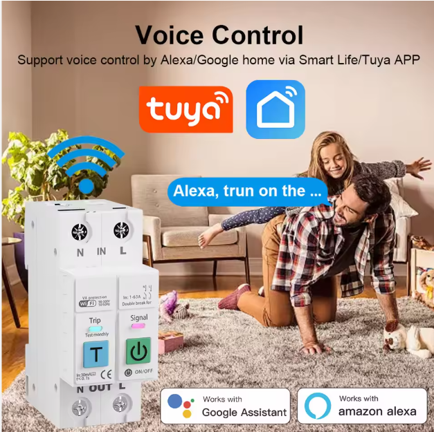 Switchora Smart WiFi Circuit Breaker 2P 63A – Leakage Protection, Energy Meter, Tuya Smart Life