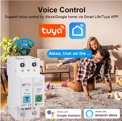 Switchora Smart WiFi Circuit Breaker 2P 63A – Leakage Protection, Energy Meter, Tuya Smart Life