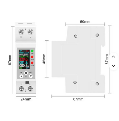 Switchora Smart WiFi Meter Rail 1P 63A – Unit Lock, Digital Display, Remote Control via Tuya