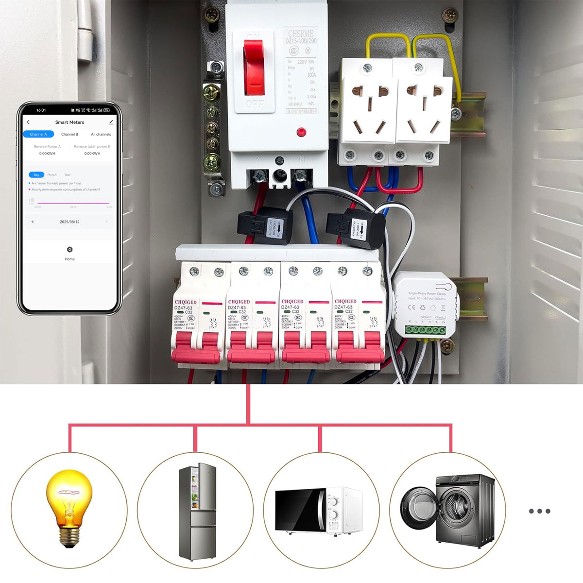 Smart Wi-fi Energy Meter Bidirectional 1 Channel Export and Import Power