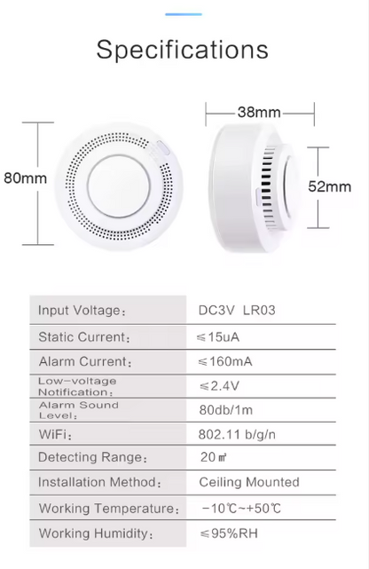 Smart Wi-fi Smoke Detector Sensor