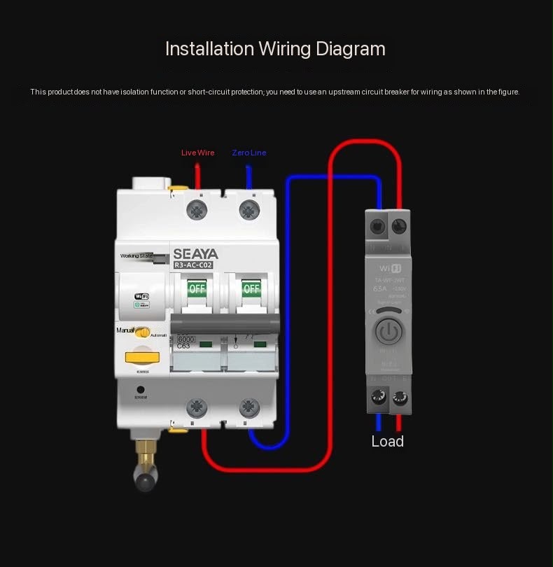 Switchora Smart WiFi Circuit Breaker 1P 63A – DIN Rail, Power Metering, Remote Control, Tuya App
