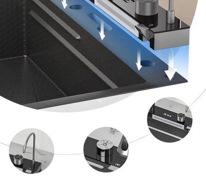 30x18 inch Multifunction Kitchen Sink in Stainless Steel with LED Panel | Scratch Proof Honeycomb Design