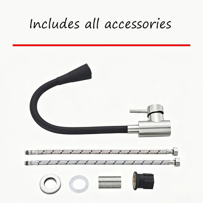 Flexible Neck Sink Mixer in Stainless Steel | Dual Spray Modes | Deck Mounted
