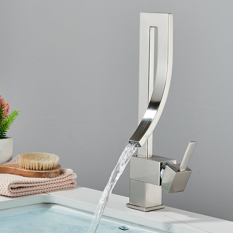 Waterfall 360° Moveable Faucet in Shiny Chrome for Bathroom and Wash Basin | Stainless Steel | Hot and Cold Mixer
