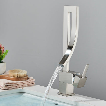 Waterfall 360° Moveable Faucet in Shiny Chrome for Bathroom and Wash Basin | Stainless Steel | Hot and Cold Mixer