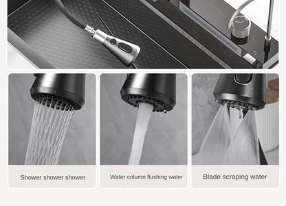 30x18 inch Multifunction Kitchen Sink in Stainless Steel with LED Panel | Scratch Proof Honeycomb Design