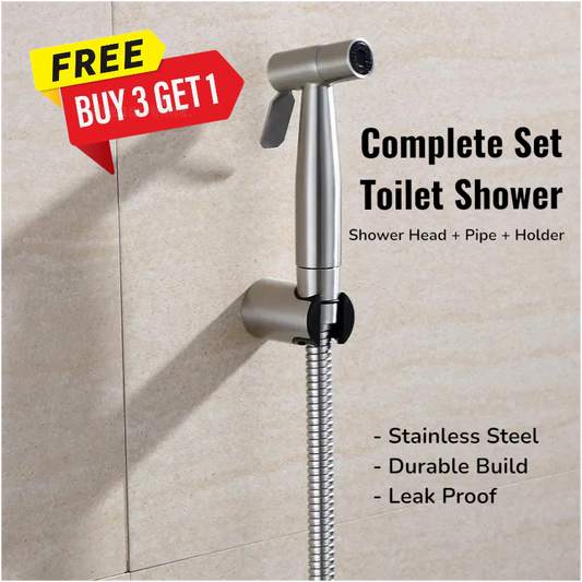 Stainless Steel Muslim Shower Set 5"inches Head + 1 Meter Pipe | High Water Pressure | Easy Installation
