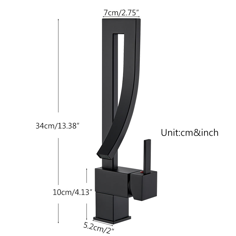 Waterfall 360° Moveable Faucet in All Black for Bathroom and Wash Basin | Stainless Steel | Hot and Cold Mixer