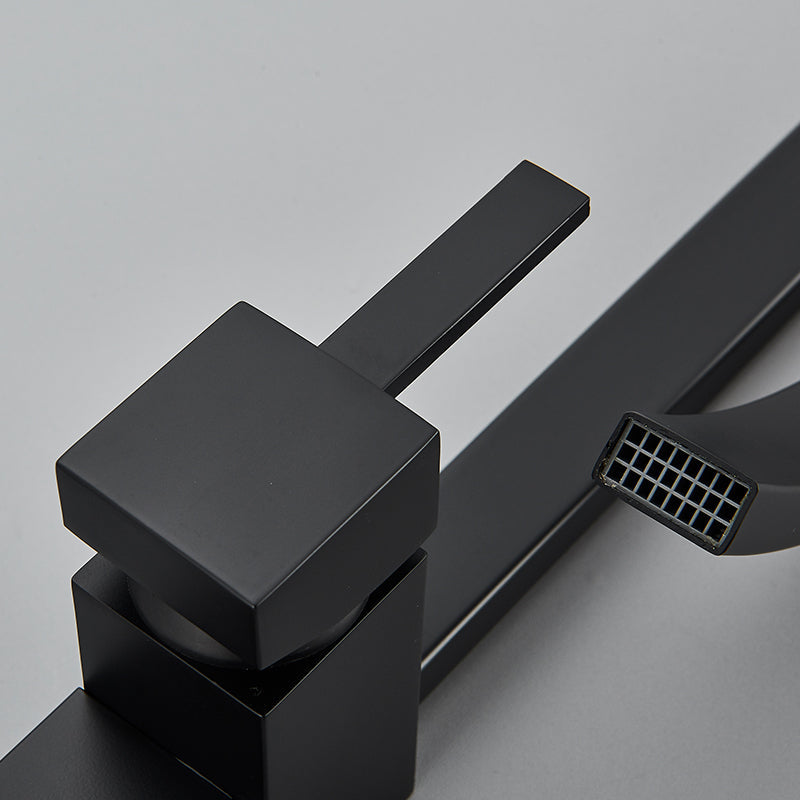 Waterfall 360° Moveable Faucet in All Black for Bathroom and Wash Basin | Stainless Steel | Hot and Cold Mixer